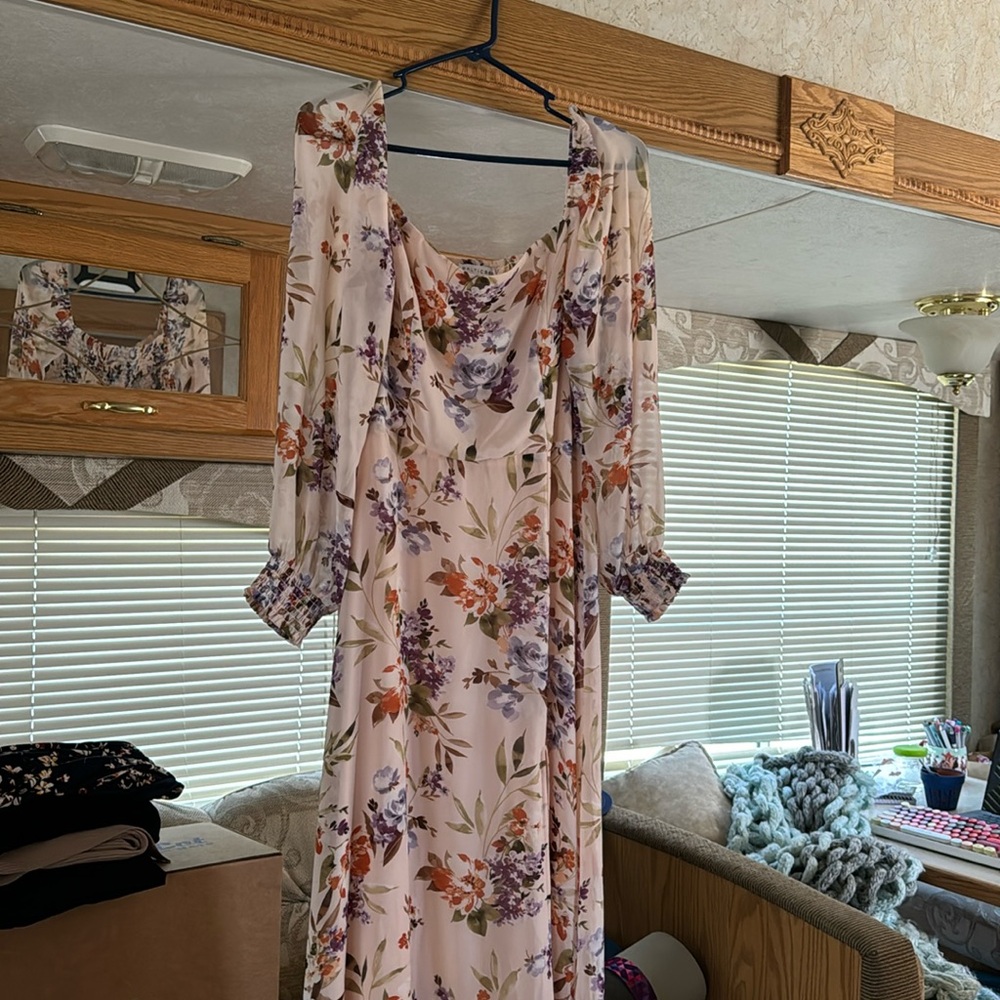 Long blush floral dress